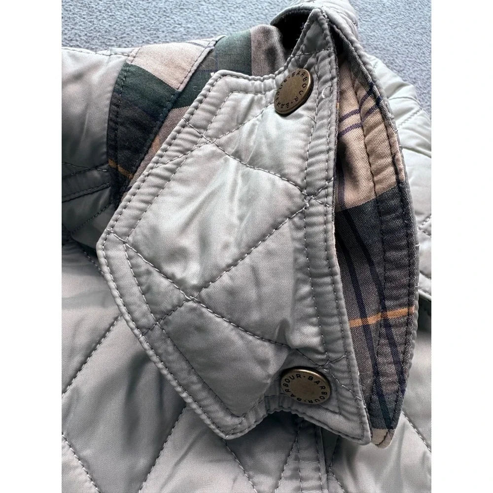 Barbour Summer Beadnell Quilt Jacket Sage Green Plaid Lined LQU0519GN33 US 6